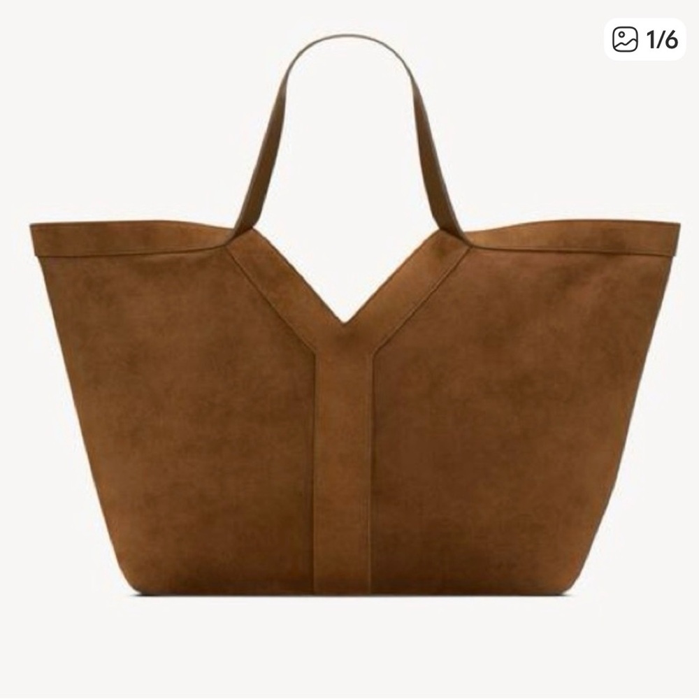 Saint Laurent Y Tote-Style | Vegan Brown Suede & Faux Leather Tote
Bag